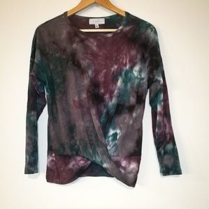 Tie Dye Crossover Long Sleeve Top Size S